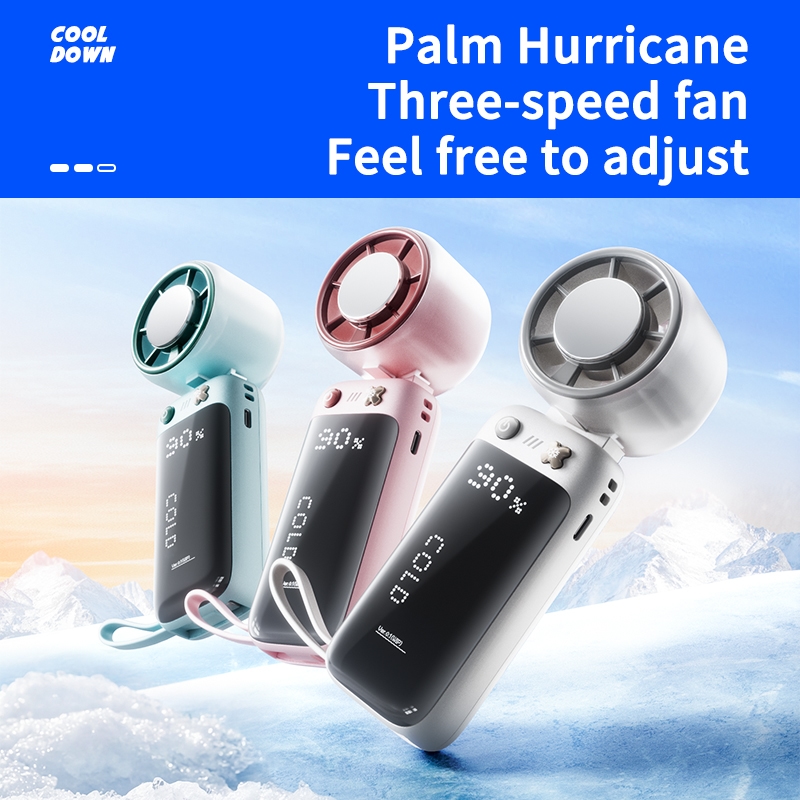 4000mAh Foldable Handheld Fan with Power Bank 2-in-1 USB Rechargeable Portable Mini Fan for Outdoor Emergency Charging