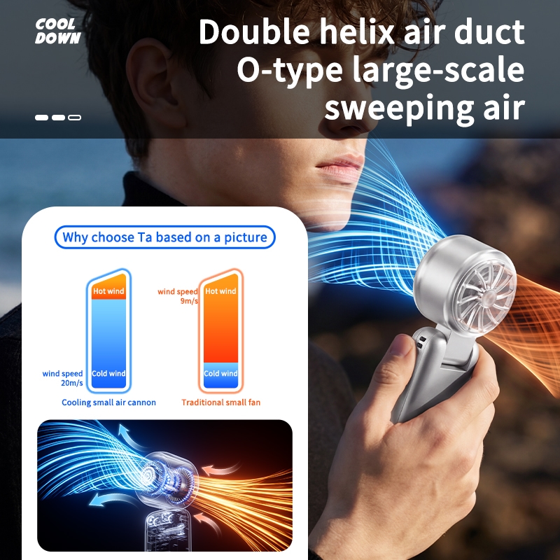 4000mAh Foldable Handheld Fan with Power Bank 2-in-1 USB Rechargeable Portable Mini Fan for Outdoor Emergency Charging