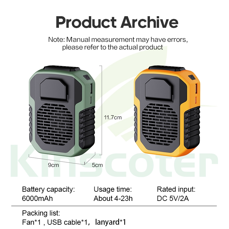 Kinscoter Outdoor Mini Fans Powerbank 6000mah Fast Charging Wireless Portable Power Bank With Cooling Fan