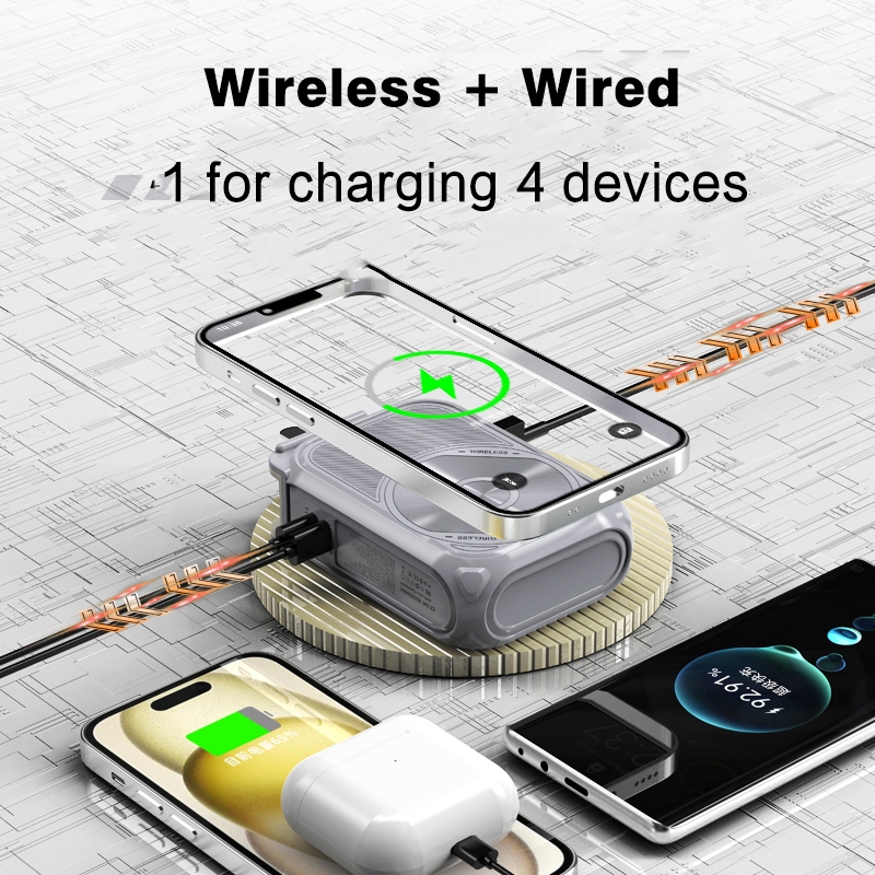 5 in 1 Portable PD20W Magnetic Travel Adapter Wireless Charger Powerbank AU EU UK Plug Travel Laptop Power Bank