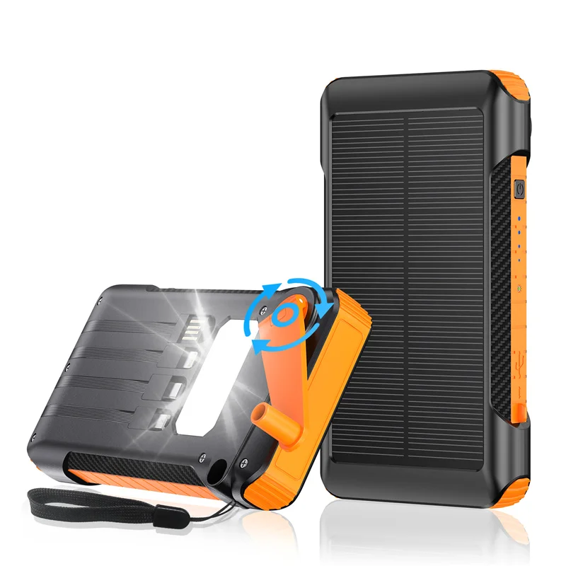 Wayto 10000mAh Portable Emergency Charger Hand Crank Solar & Dynamo with Built-In Light and Cables 20W Output Power