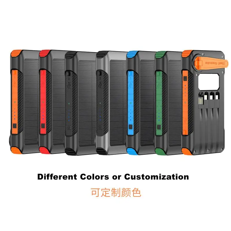 Wayto 10000mAh Portable Emergency Charger Hand Crank Solar & Dynamo with Built-In Light and Cables 20W Output Power
