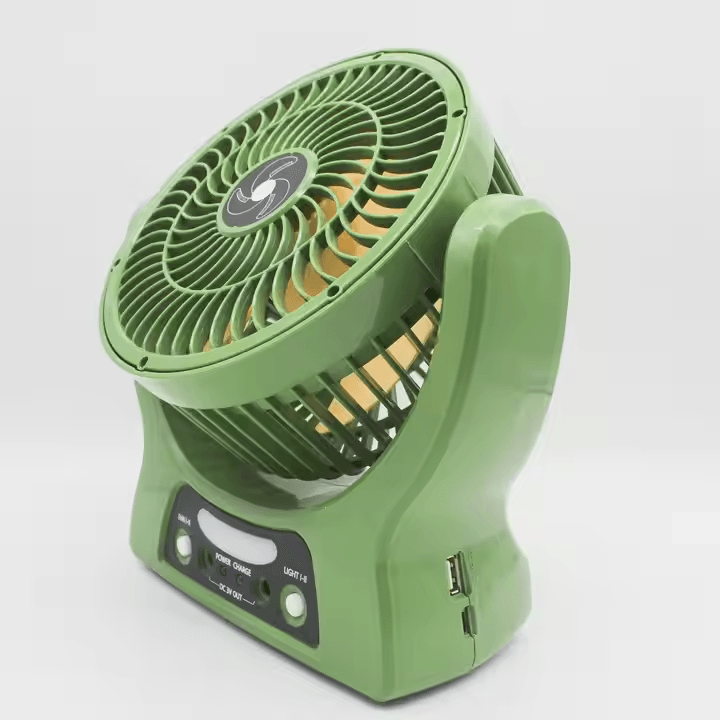 7-Inch Mini Table Fan With LED Light Rechargeable & Solar Panel 3600mah Big Lithium Battery Plastic for Small Desks
