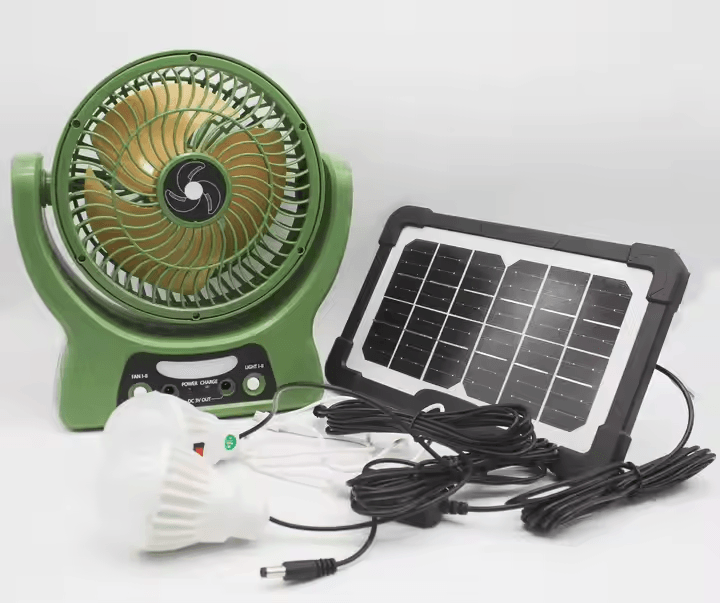 7-Inch Mini Table Fan With LED Light Rechargeable & Solar Panel 3600mah Big Lithium Battery Plastic for Small Desks