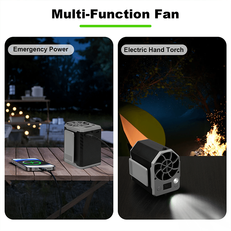 3in1 Portable Mini 5000/10000mAh Hanging Waist Fan Rechargeable Fan Power Bank Ultra Quiet Multifunction Waist Fan Outdoor