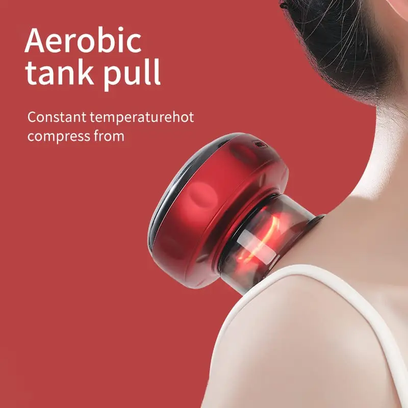 Body Relaxation Red Light & Heated Suction Cups Travel Case Smart Massager Remote Control Electric Cupping Therapy Set