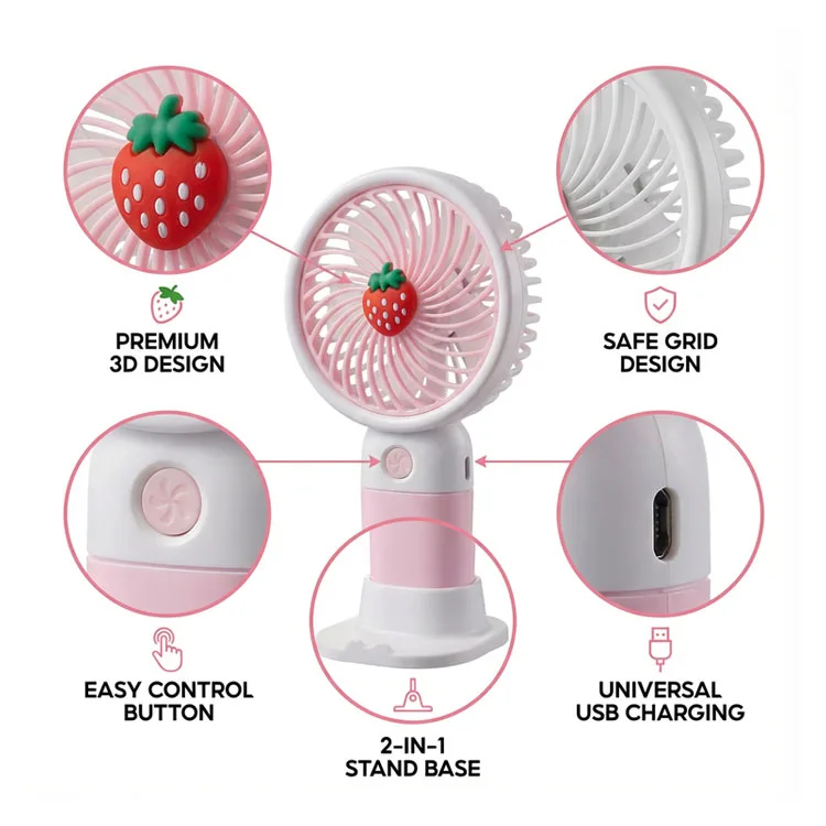 Portable Mini USB Table Fan Handheld Electric Pocket Fan Stand Durable Plastic  Handheld Fan for Office Car Hotel Household Use