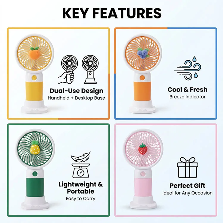 Portable Mini USB Table Fan Handheld Electric Pocket Fan Stand Durable Plastic  Handheld Fan for Office Car Hotel Household Use