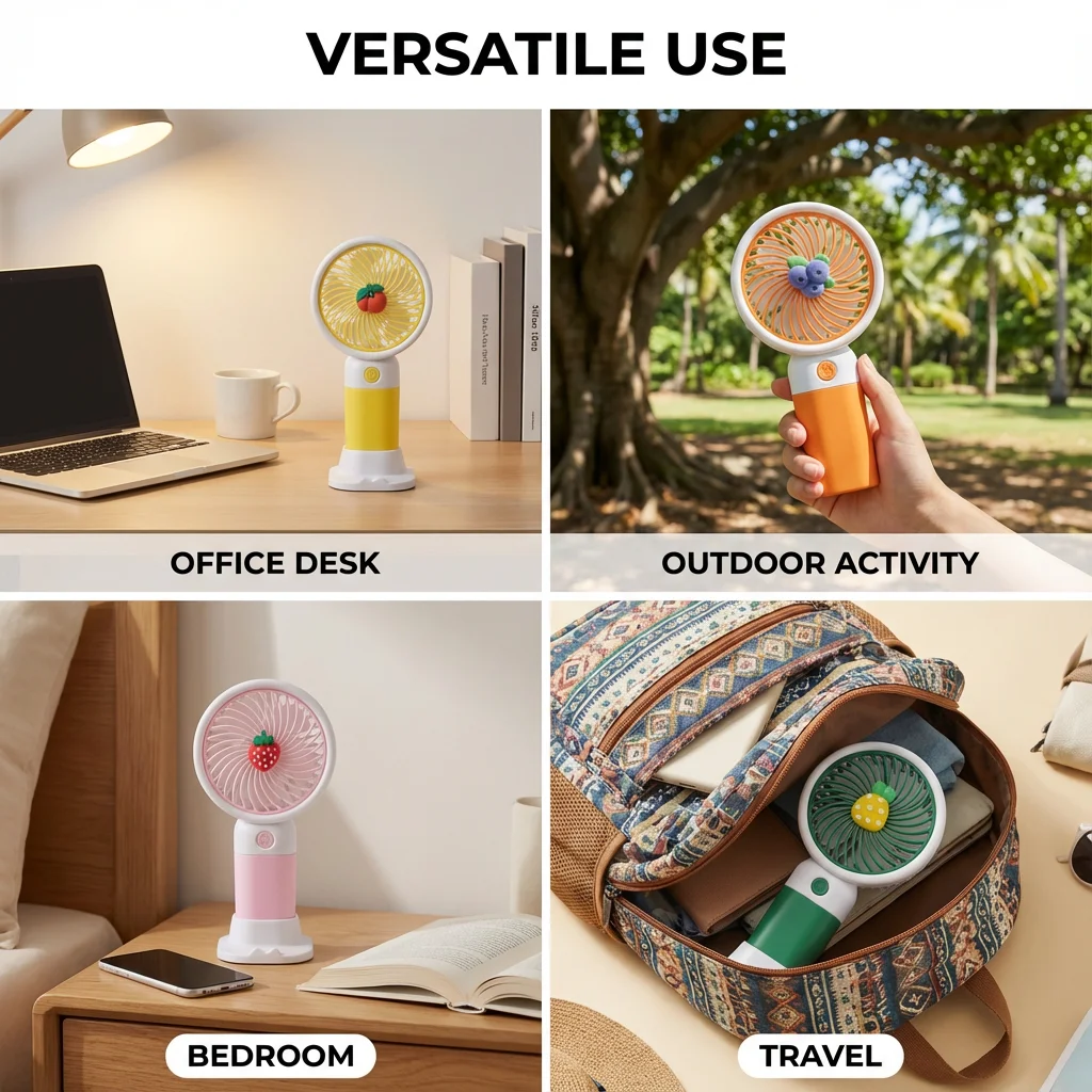 Portable Mini USB Table Fan Handheld Electric Pocket Fan Stand Durable Plastic  Handheld Fan for Office Car Hotel Household Use