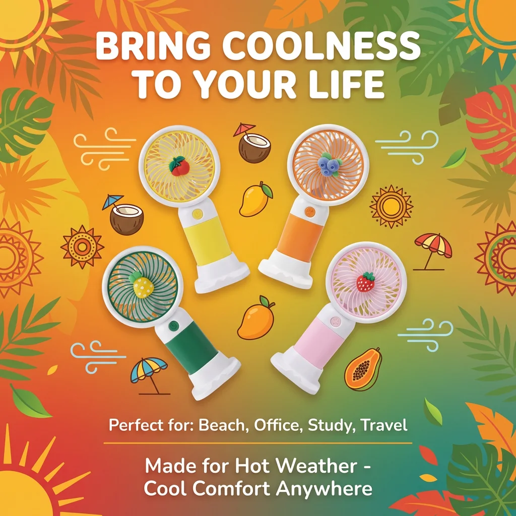 Portable Mini USB Table Fan Handheld Electric Pocket Fan Stand Durable Plastic  Handheld Fan for Office Car Hotel Household Use