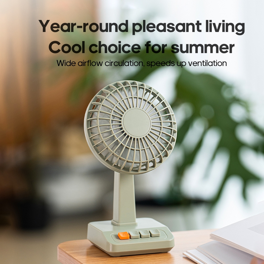 Newest Portable Vintage Desk Fan Flexible Angle Adjustable Mini Fan 5 Speed Silent 2000mAh Rechargeable Fan for Home Custom Logo