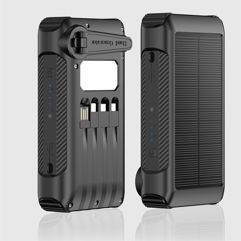 Wayto 20000mAh Portable Emergency Charger Hand Crank Solar & Dynamo with Built-In Light and Cables 22.5W Output Power